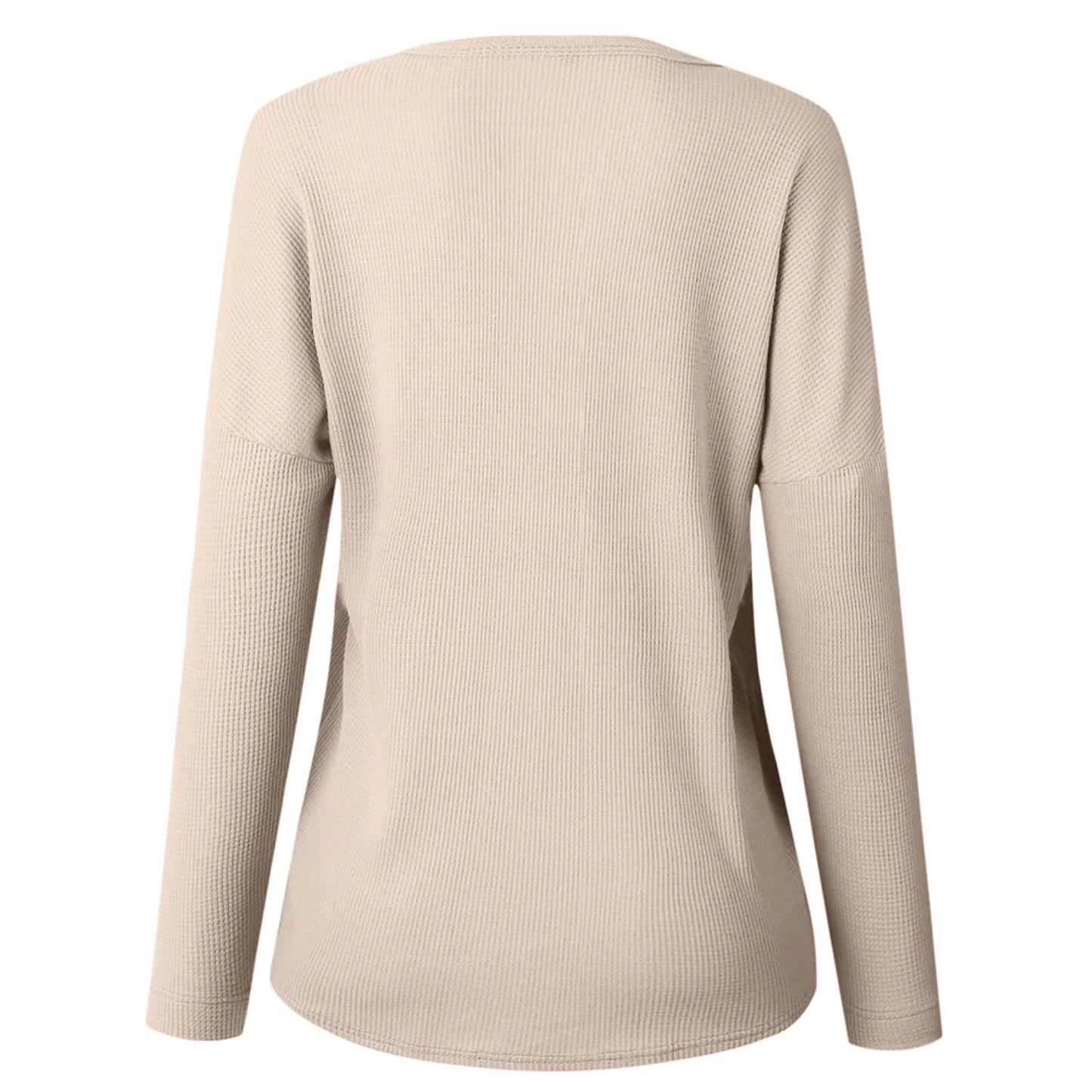 Womens Waffle Knit Button Top