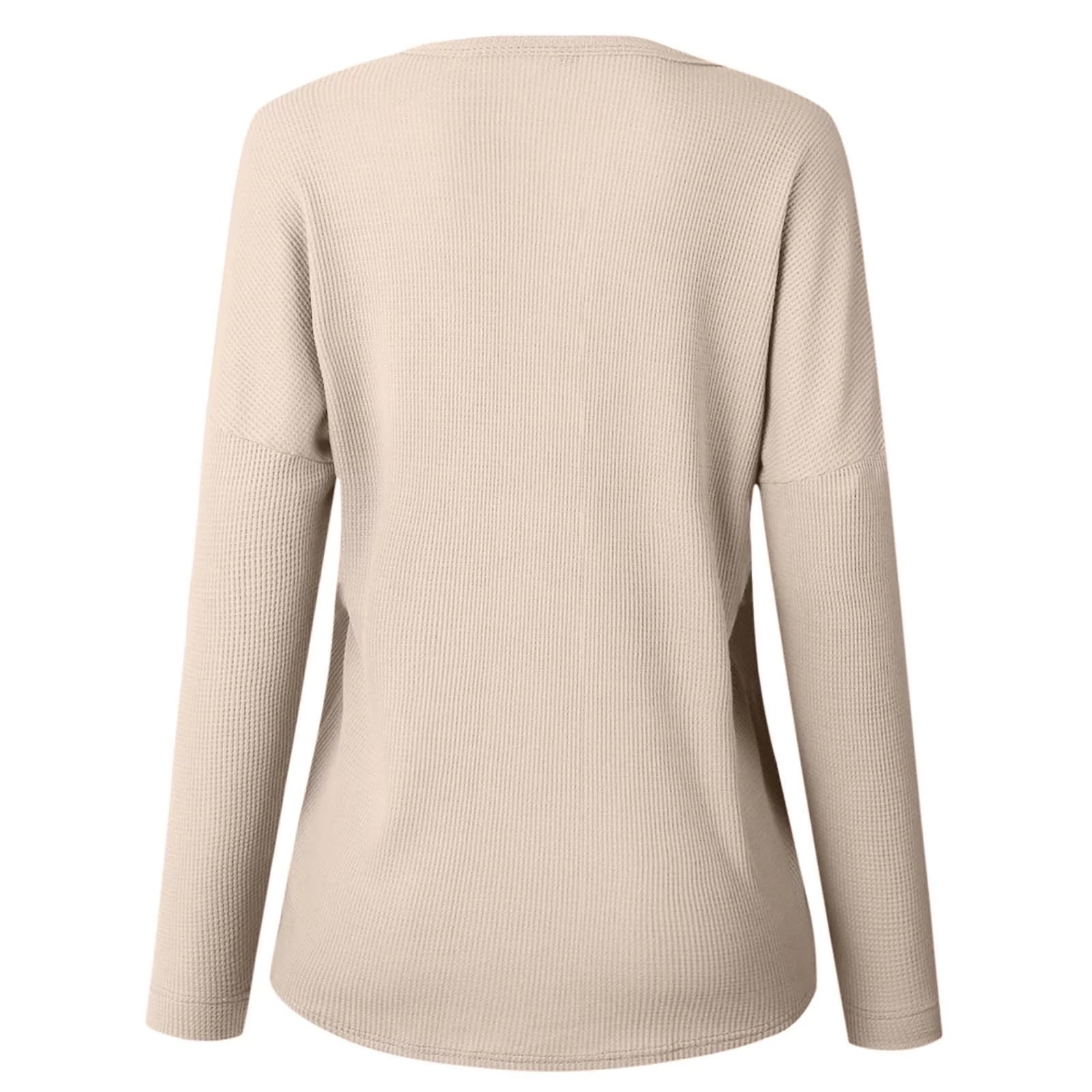 Womens Waffle Knit Button Top
