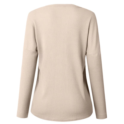 Womens Waffle Knit Button Top